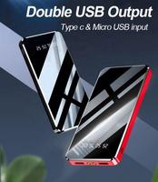 PINUODA Y33 10000mAh Baterai Li-Polymer Cermin Penuh dengan Layar LED Digital Portabel, Pengisian Cepat 10W, Bank Daya USB Ganda/Mikro
