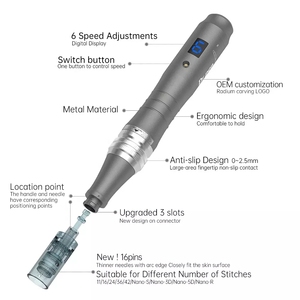 Stylo dermique électrique nano portable pour usage domestique <span class=keywords><strong>M8</strong></span>, options de longueur d'aiguille 0,5/1,0/1,5 mm, appareil de beauté en métal pour le raffermissement et le lifting de la peau - Product Image 2