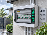 Boîtier de distribution d'alimentation extérieur étanche IP65 en plastique ABS 12 voies HA-12WAY avec disjoncteur 63A