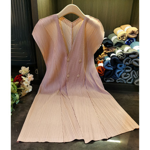 Nuovo <span class=keywords><strong>Abito</strong></span> Plissettato Tinta Unita da Donna, Vestito a Doppio Petto di Media Lunghezza - Product Image 4
