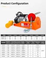 Tragbarer PA200 Mini-Elektrohebezug 100kg 200kg mit Doppelhaken-Design 220V Haushalts-Kleinhebevorrichtung