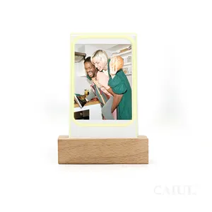 Photo Frame For Instax New Arrival Luminous Wood Stand Instax Mini Photo Film Picture Frame With Plywood Stand Led Acrylic Frame