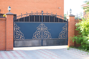 Cancello automatico in ferro battuto Design cancello giardino griglia di sicurezza altalena cancelli in ferro con telecomando - Product Image 4