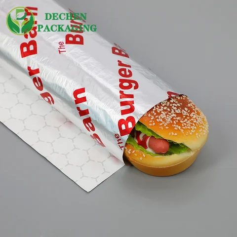 Hamburger Foil Silver Foil hamburger papier d'emballage