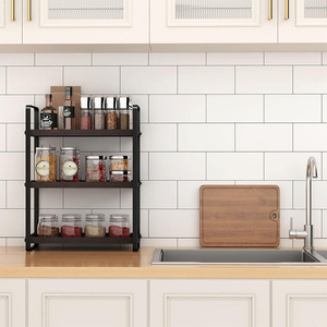 Estante de almacenamiento para baño de 3 niveles, organizador independiente de madera y metal para baño, tocador, cosméticos y toallas - Product Image 3