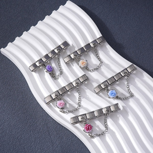 Fashion Link <b>Bracelet</b> Zinc Alloy <b>Flower</b> Pendant Women's Gift Jewelry Modular Chain Accessory - Product Image 2