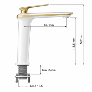 Grifo de Lavabo Moderno de Lujo en Latón - Grifo para Baño - <span class=keywords><strong>Grifos</strong></span> para Baño con Acabado Cromado, Accesorios Sanitarios Ecológicos - Product Image 2