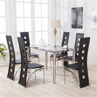 Offre Spéciale classique 4 places Table à manger de luxe moderne Table à manger carrée Table à manger en verre ensemble de Table à manger