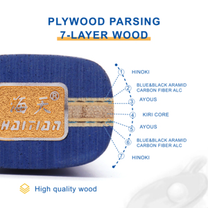 Lama Professionale <span class=keywords><strong>da</strong></span> <span class=keywords><strong>Ping</strong></span> <span class=keywords><strong>Pong</strong></span> in Fibra di Carbonio ALC Aramidica Blu Nera con Anima in Hinoki Kiri a 7 Strati - Product Image 4