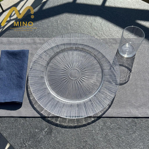 Elegant Sunburst Texture Clear Ribbed Glass Charger Plates Under Plate for Wedding Party Events <strong>Decoration</strong> Rental <strong>Catering</strong> - Product Image 4