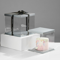 Pet Tall Transparent Gâteau Boîte Emballage En Plastique Transparent Gâteau Boîte Fête D'anniversaire Transparent 3 En 1 Gâteau Boîte