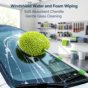 Mopa de microfibra chenilla extensible para lavado de coches, plumero telescópico con cabezal redondo y mango de acero inoxidable de 19 pulgadas+ para limpieza de automóviles - Product Image 6
