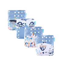 Happyflute 4 pièces par ensemble bébé impression colorée tissu en daim respirant tissu imperméable couche lavable réutilisable sans insert