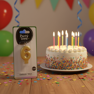 Candele d'Amore per Feste, Vela Numero 6 Dorata 4,5 Cm, Decorazione per Torte di Compleanno - Product Image 3