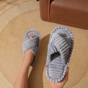 ลดราคา! แฟชั่นฤดูใบไม้ร่วง-ฤดูหนาว ดีไซน์ใหม่ รองเท้าแตะผ้าฝ้ายแบบดับเบิ้ลบาร์โค้ง สีสันสดใส สำหรับใส่ในบ้าน/โรงแรม คุณภาพสูง - Product Image 6