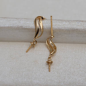 Boucles d'oreilles pour femmes en or 18 carats de forme baroque AU750, perle 7-12, accessoires de bricolage, base vide 4108, composants de bijoux - Product Image 4