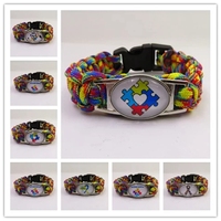 Bracelets Infinity Puzzle Piece, sensibilisation à l'autisme, syndrome de Down, bracelets en paracorde arc-en-ciel, breloques, bijoux pour femmes et hommes