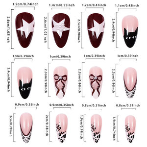 Uñas postizas con forma de almendra y diseño de lazo, estilo francés 3D, con logo personalizable para arte de uñas, venta al por mayor Otoño/Invierno - Product Image 4