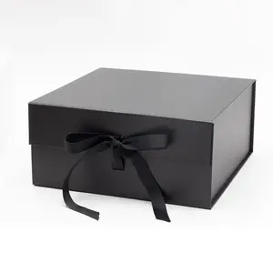 Kotak Hadiah Kemasan Pakaian Kotak Pita Kustom Hitam Kardus Besar untuk Celana