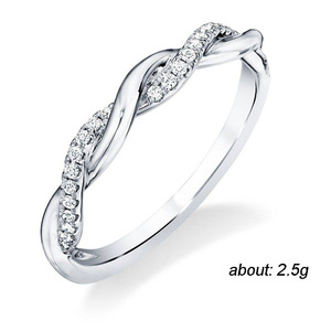 Anelli Semplici Intrecciati con Micro Zirconi Placcati in Rame, Eleganti Gioielli da Dito per Uso Quotidiano da Donna - Product Image 3