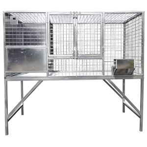 Durable Galvanized Iron <strong>Dog</strong> Breeding <strong>Cages</strong> Feeders for Cats <strong>Dogs</strong>-Simple Modern Design Eco-Friendly Wood Frame Large/Medium - Product Image 2