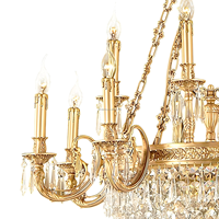 Lustre en cristal traditionnel français pour hôtel, villa, salon, luxe, vintage, classique, en laiton massif, luminaires sur mesure