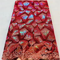 Nouveau tissu de robe brodé de perles brillantes en maille de dentelle africaine européenne et américaine