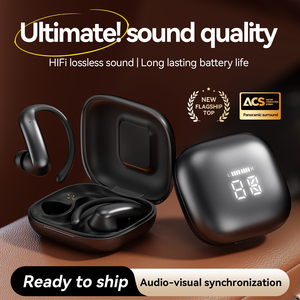 M145 BT 6.0 Ear Hook <b>Wireless</b> Sports Earphones Hi-Fi Stereo Deep Bass LED Display ENC Touch <b>Control</b> Gym Running Workout - Product Image 6