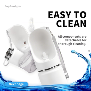 Bouteille d'eau portable 2-en-<span class=keywords><strong>1</strong></span> en acier inoxydable pour animaux de compagnie, anti-fuite, pour voyage en extérieur, pour chien et chat, pour la Coupe du Monde <span class=keywords><strong>FIFA</strong></span> - Product Image 4