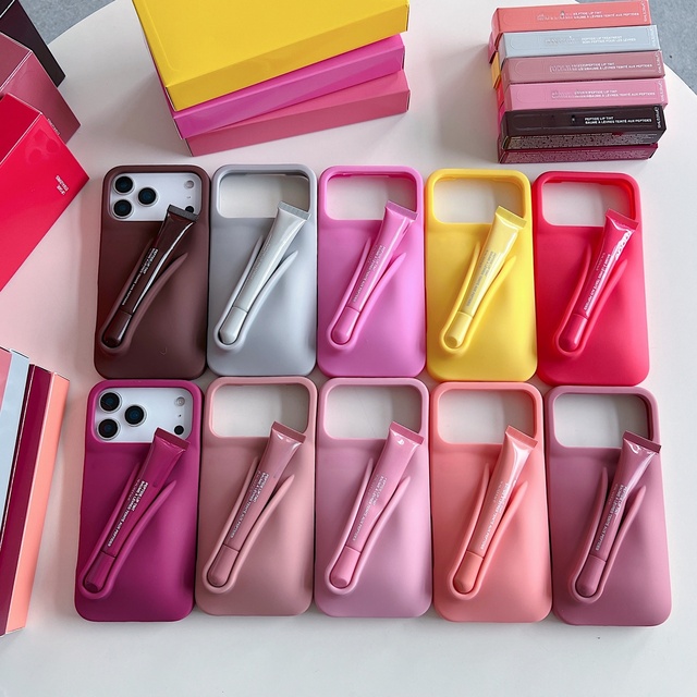IDEAL Factory Lipstick Silicone Phone Case with Lipstick for iPhone 11 12 13 14 15 16 17 Pro Max Shockproof Makeup Phone Case