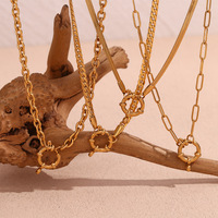 Bijoux simples classiques en acier inoxydable sans ternissement collier chaîne plaqué or 18 carats étanche printemps bouton pendentif collier