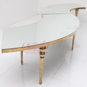 Sedie a Serpentina e Tavoli da Matrimonio Rotondi di Lusso in <span class=keywords><strong>Vetro</strong></span> Bianco Personalizzati all'Ingrosso per Hotel ed Eventi - Product Image 6