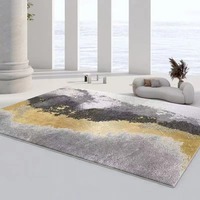 Tapis moderne gris noir, doux et grand, pour salon et chambre à coucher