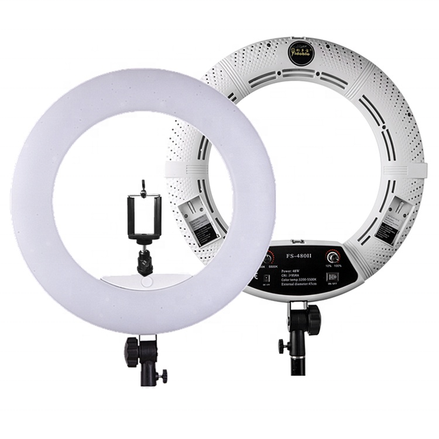 48W Tripod Phone Holder Photography Lights Ring Lamp 3200K-5500k Dimmable 18inch Ringlight Video Making Kit with High Cri
