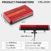Feux arrière de remorque rectangulaires à LED homologués ECE 12V/24V, lampes combinées universelles avec indicateur de position de frein