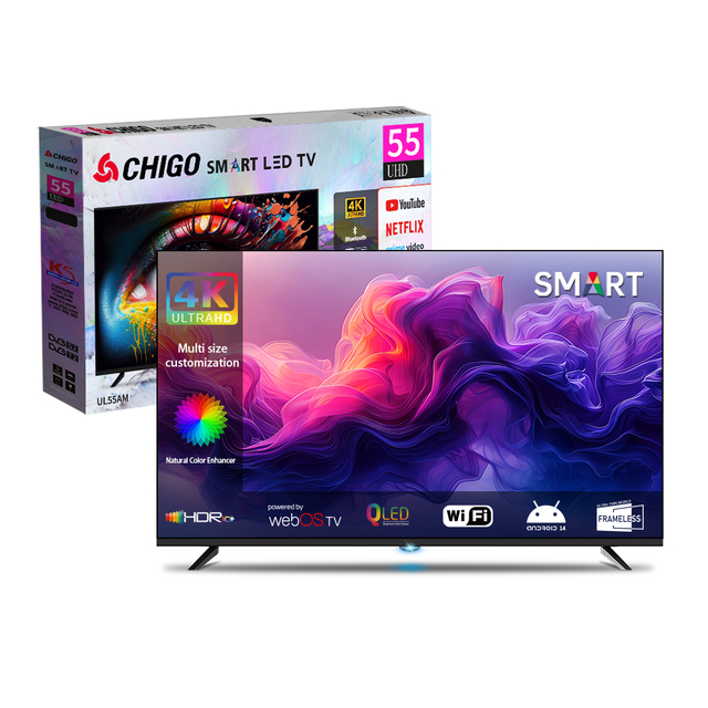 China Hot Sale New 2K 4K 120Hz QLED Smart TV 32 43 50 55 65 75 Inch Android LED LCD UHD Flat Screen