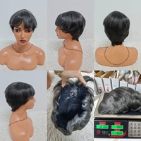 Promotion : Perruques Courtes en Cheveux Humains avec Frange en Dentelle à 9,5 $ pour Femmes Noires – Perruque Coupe Pixie avec Base en Soie – Perruques en Dentelle Cheveux Naturels – Vente en Gros