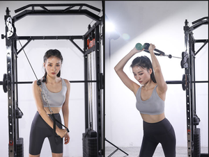 Máquina Smith Multifuncional Todo en Uno DINUO <span class=keywords><strong>con</strong></span> Doble Torre de Pesas de 60 kg, Metal, Carga Máxima de 350 kg, <span class=keywords><strong>Barra</strong></span> de Poleas y <span class=keywords><strong>Barra</strong></span> de Dominadas - Product Image 5