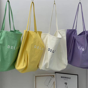 Bolsas de Hombro Tipo <span class=keywords><strong>Shopper</strong></span> de Lona de Algodón Xuanang con Estampado y Logo Personalizado para Supermercado y Playa, Bolsas Tote de Compras con Letras en Varios Tamaños - Product Image 2
