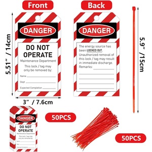 Etiquetas de Bloqueo y Señalización de PVC Personalizadas con Bridas Rojas, Etiquetas de Advertencia de Seguridad Industrial - Product Image 6