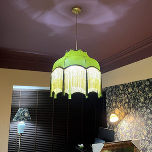 Lustre LED <span class=keywords><strong>en</strong></span> <span class=keywords><strong>tissu</strong></span> vintage à pampilles de style français, <span class=keywords><strong>suspension</strong></span> <span class=keywords><strong>en</strong></span> cuivre <span class=keywords><strong>pour</strong></span> salon, <span class=keywords><strong>chambre</strong></span>, bureau, salle à manger - Product Image 6
