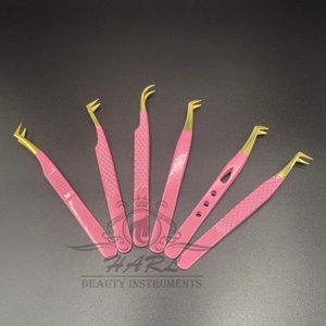Juego de pinzas para pestañas con logotipo personalizado, puntas doradas y rosas para bebé, pinzas para extensión de pestañas de fibra de acero inoxidable - Product Image 6