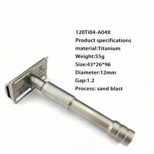 OEM Manufacturer Sandblasted Silver Finish Gap 0.99 Premium Titanium Balanced Shave <strong>Double</strong> <strong>Edge</strong> <strong>Razor</strong> - Product Image 5