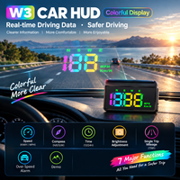 W3 Car HUD Head-Up Display Digital GPS Speedometer dengan KM/H & MPH, Alarm Kecepatan Berlebih & Layar Warna LED HD, Universal