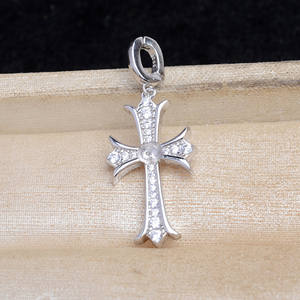 Accesorios para Manualidades, Colgante de Cruz de Plata S925, 5-6 mm, Hueco, para Collar, Adorno Colgante para Fabricación de Joyas con Perlas, Modelo Plateado 6022 - Product Image 4