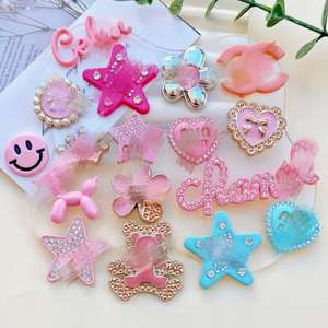Breloques en acrylique Cœur et Étoile Rose Vif pour Bricolage, Décorations pour Ongles, Coques de Téléphone, <span class=keywords><strong>Crocs</strong></span>, Pinces à Cheveux, Accessoires Vestimentaires et Fournitures - Product Image 3