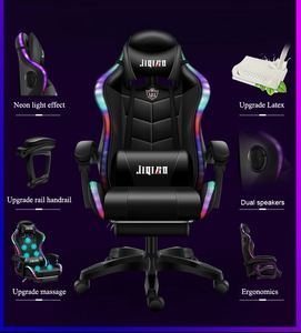Fauteuil de gaming LED Racing monobloc sur mesure avec massage, pivotant moderne, en cuir, aluminium, RGB, neuf / 1 pièce - Product Image 3