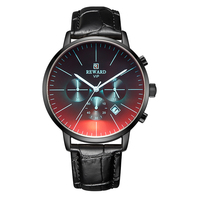 Jam Tangan Quartz hadiah untuk pria Jam Tangan kustom kaca berwarna gerakan Jepang kulit Jam Tangan produsen