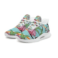 Chaussures de sport personnalisées pour hommes grandes tailles, motif feuilles de fleurs roses, respirantes, semelle en mesh, chaussures de marche décontractées