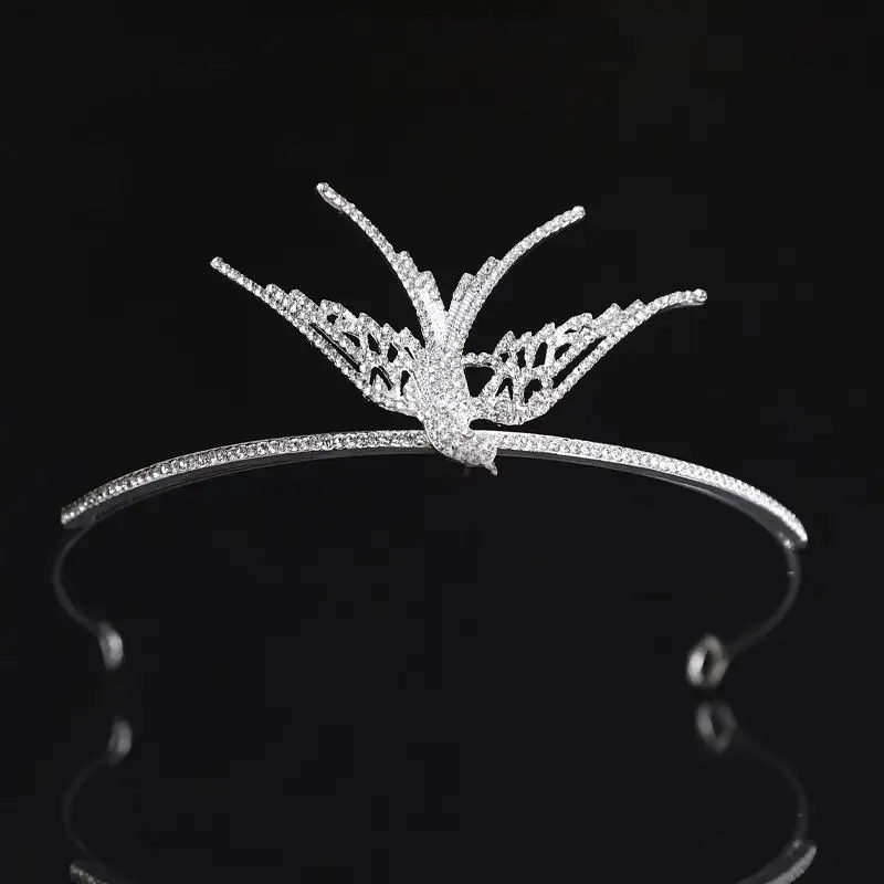 Corea di cristallo di lusso Wed corona per regina lega forma di rondine dolce Couronne eleganza semplice diamante accessori per capelli